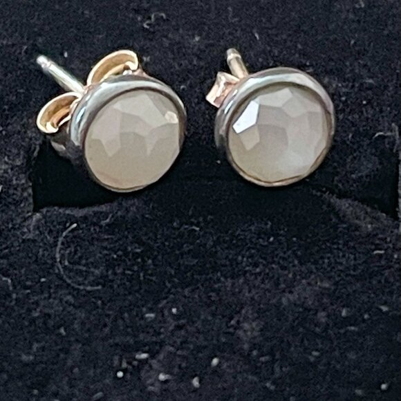 NIB Pandora Sterling Droplets Grey Moonstone June Birthstone Stud Earrings - Picture 3 of 4